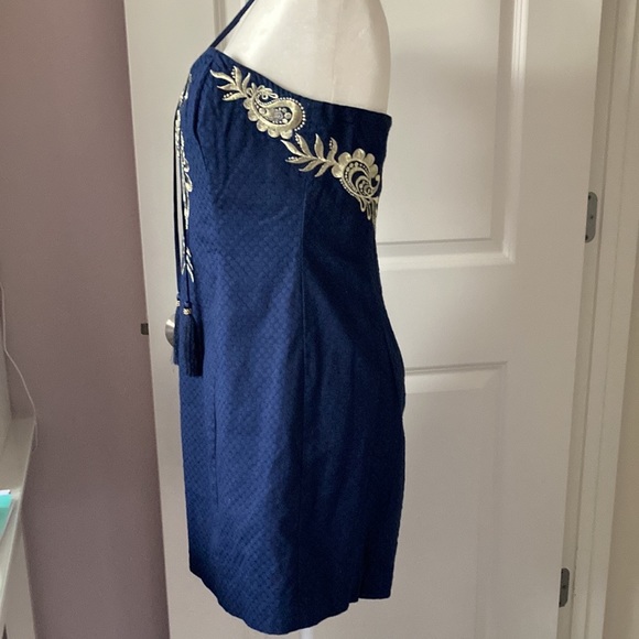 Lilly Pulitzer Demi Convertible Dress Navy & Gold Size 6 - Picture 4 of 16